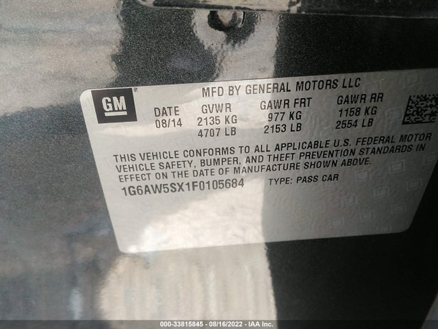 2015 Cadillac CTS, VIN: 1G6AW5SX1F0105684