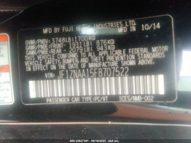 2015 Scion FR-S, VIN: JF1ZNAA15F8707522
