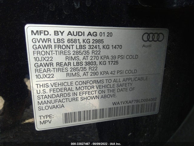 2020 Audi Q7, VIN: WA1VXAF79LD004082