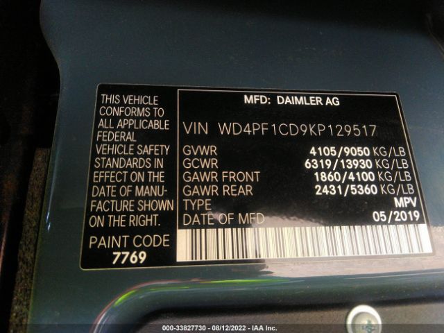 WD4PF1CD9KP129517 Mercedes-Benz SPRINTER VAN