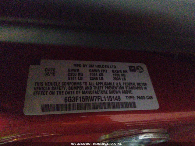 2015 Chevrolet SS, VIN: 6G3F15RW7FL115149