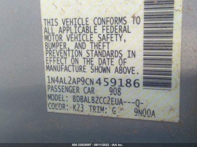 2012 NISSAN ALTIMA 2.5 S VIN: 1N4AL2AP9CN459186