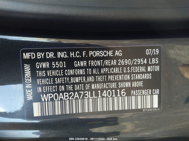 2020 Porsche Panamera, VIN: WP0AB2A73LL140116