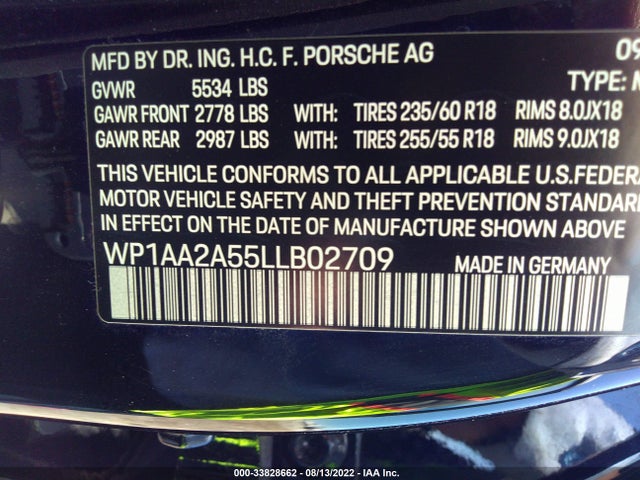 2020 Porsche Macan, VIN: WP1AA2A55LLB02709