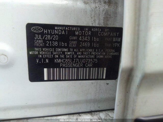 2020 Hyundai Ioniq, VIN: KMHC85LJ7LU073575