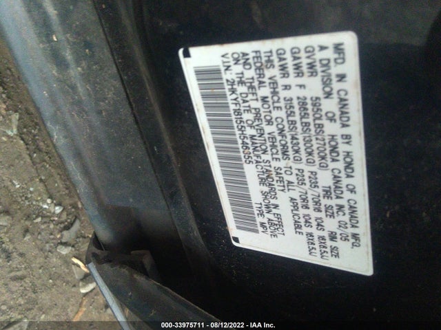 2005 HONDA PILOT LX VIN: 2HKYF18155H546355