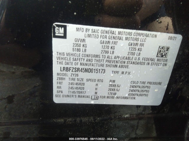 2022 Buick Envision, VIN: LRBFZSR45ND015173