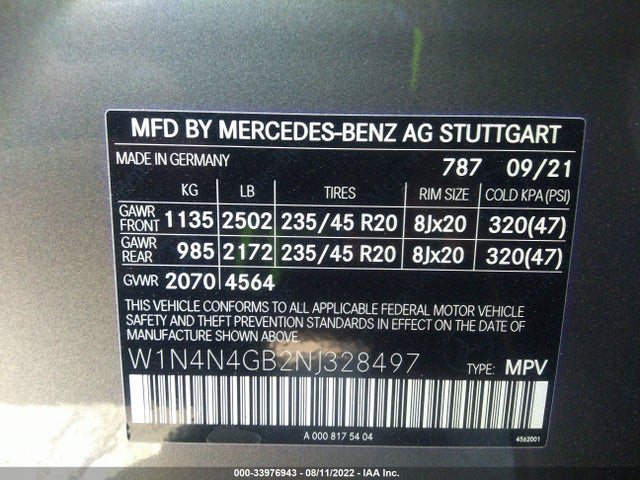2022 Mercedes-Benz GLA-Class, VIN: W1N4N4GB2NJ328497