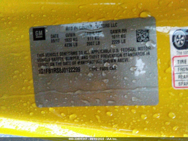 Chevrolet Camaro 1lt 2018 1G1FB1RS8J0122209 Image 12