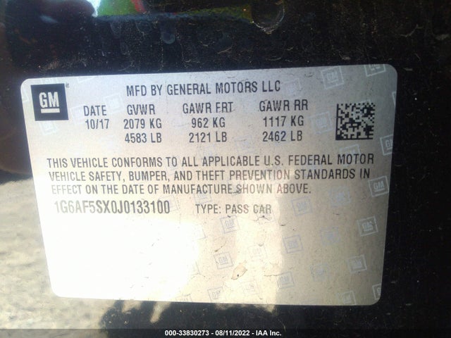 2018 Cadillac ATS, VIN: 1G6AF5SX0J0133100