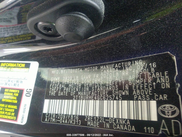 Toyota Corolla Le Plus 2016 2T1BURHE4GC625745 Image 9