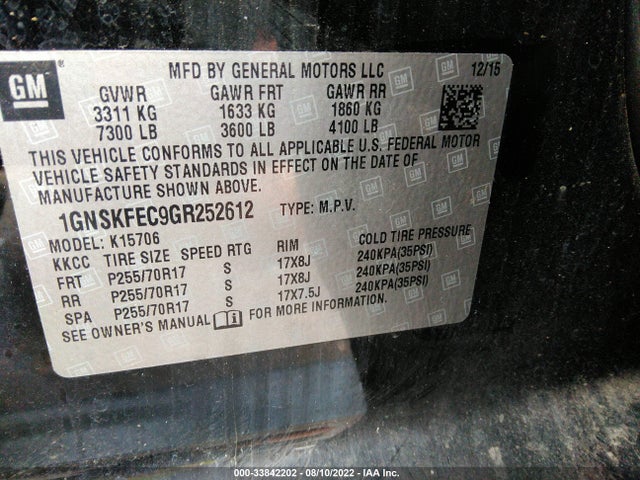 Chevrolet Tahoe Commercial 2016 1GNSKFEC9GR252612 Image 9