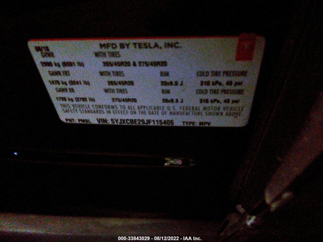 2018 Tesla Model X, VIN: 5YJXCBE29JF115405