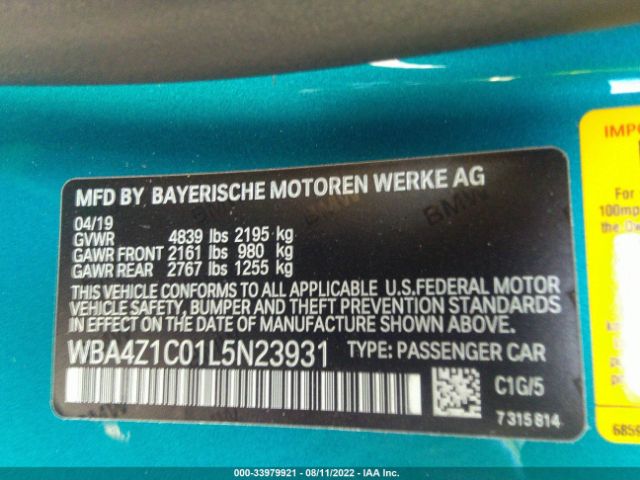 WBA4Z1C01L5N23931 BMW 4 Series 430i