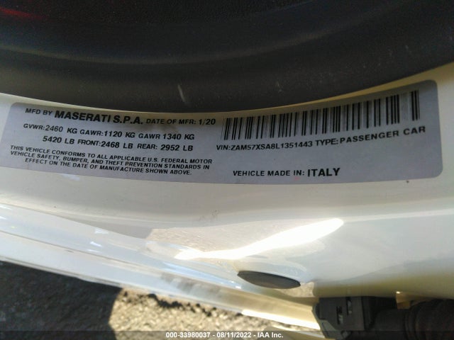 2020 Maserati Ghibli, VIN: ZAM57XSA8L1351443