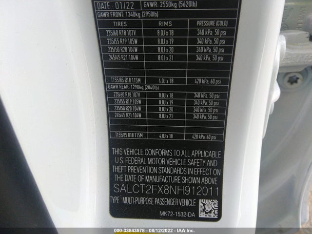 2022 Land Rover Discovery, VIN: SALCT2FX8NH912011