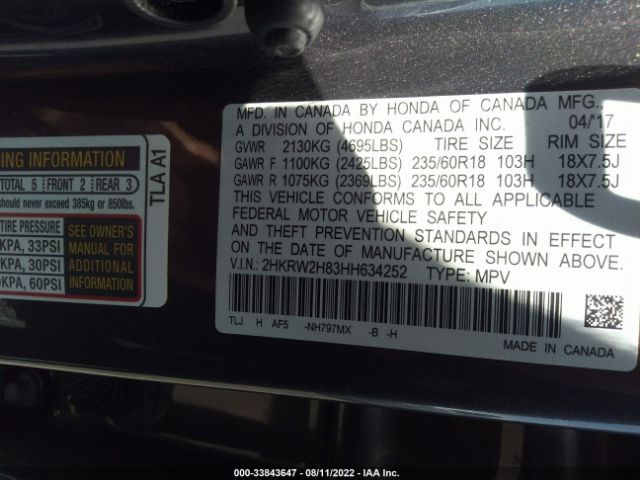 2HKRW2H83HH634252 Honda Cr-v Ex-l/ex-l Navi