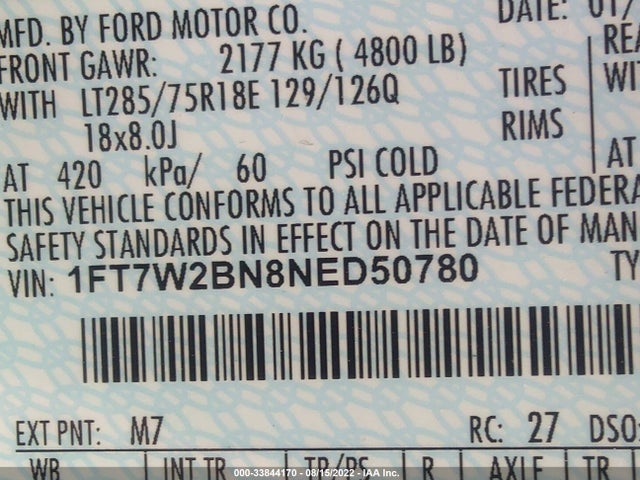 2022 Ford F-250, VIN: 1FT7W2BN8NED50780