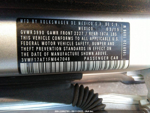 2015 Volkswagen Beetle, VIN: 3VWF17AT1FM647048