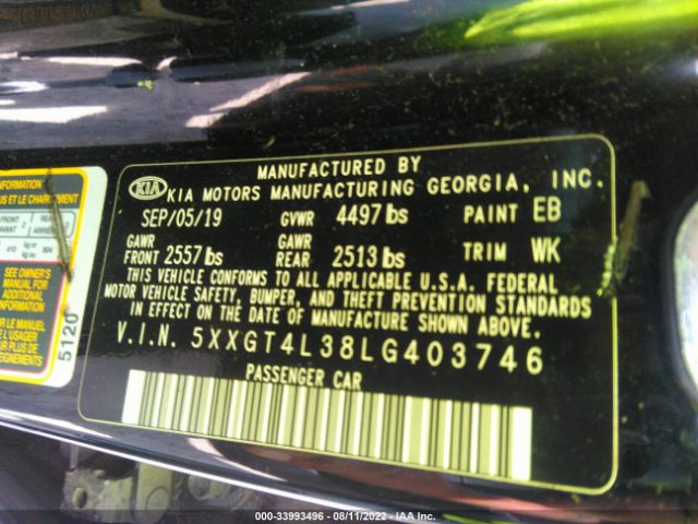 5XXGT4L38LG403746 KIA Optima Lx