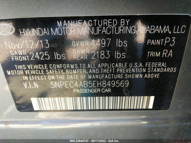 Hyundai SONATA SE 2014 5NPEC4AB5EH849569 Image 10