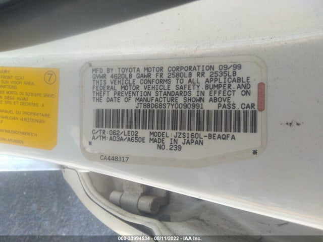 Lexus GS 300 2000 JT8BD68S7Y0090991 Image 10