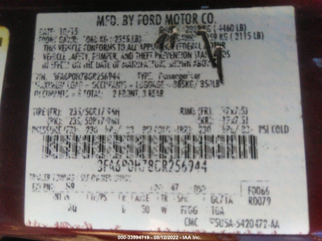 Ford FUSION SE 2016 3FA6P0H78GR256944 Image 9
