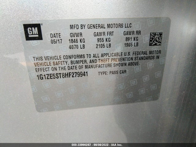 1G1ZE5ST8HF279941 Chevrolet MALIBU 1LT