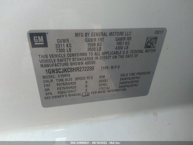Chevrolet Suburban Premier 2017 1GNSCJKC8HR272288 Image 9