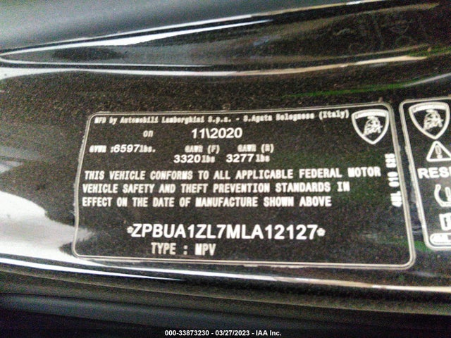 2021 Lamborghini URUS, VIN: ZPBUA1ZL7MLA12127