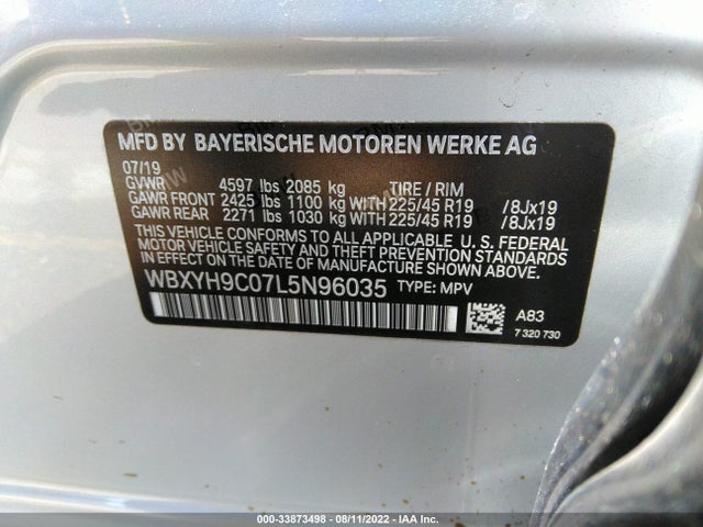 2020 BMW X2, VIN: WBXYH9C07L5N96035