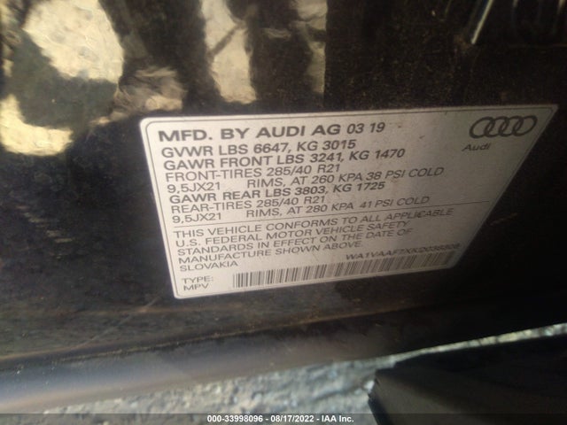 WA1VAAF7XKD038306 Audi Q7 Prestige