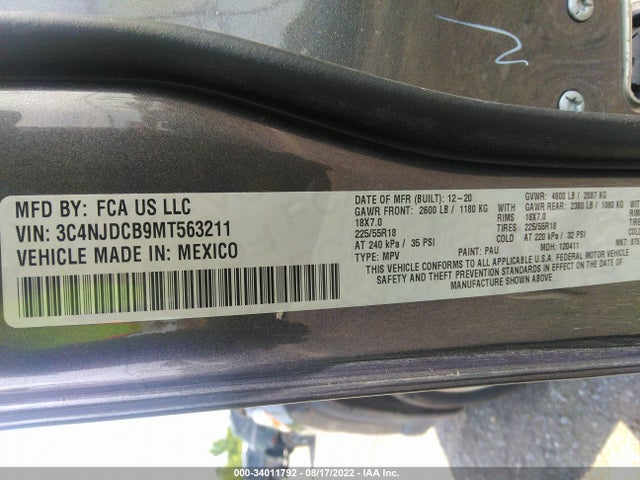 Jeep Compass Limited 2021 3C4NJDCB9MT563211 Image 10