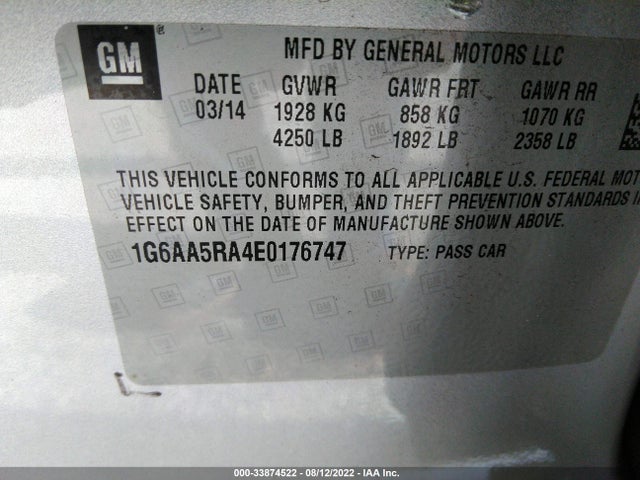 Cadillac Ats Standard Rwd 2014 1G6AA5RA4E0176747 Image 9