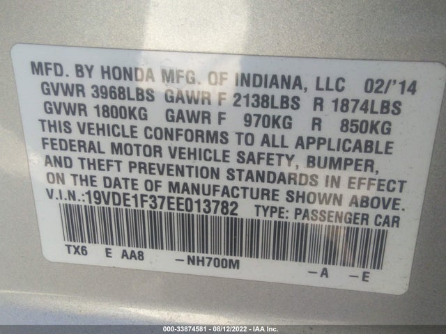 Acura ILX 2014 19VDE1F37EE013782 Image 9