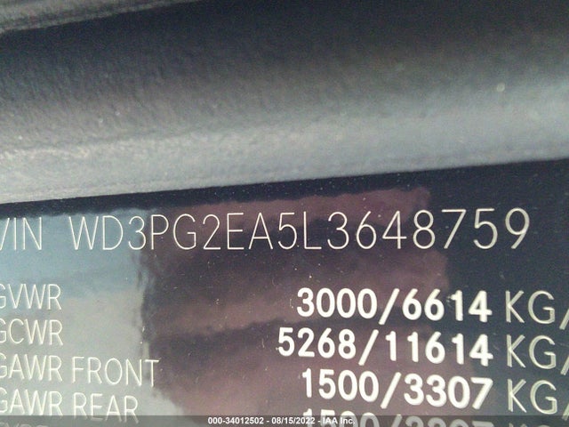 2020 Mercedes-Benz Metris, VIN: WD3PG2EA5L3648759