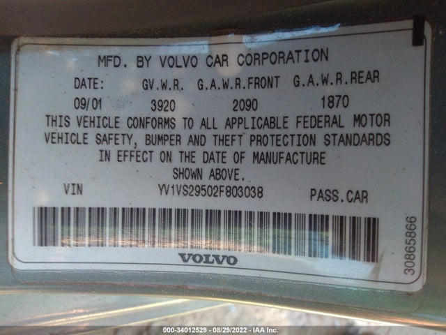 YV1VS29502F803038 Volvo S40