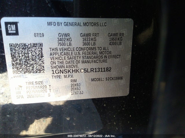 2020 Chevrolet Suburban, VIN: 1GNSKHKC5LR131182