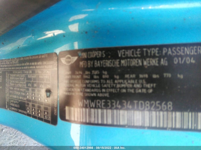 WMWRE33434TD82568 Mini COOPER HARDTOP