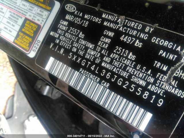 5XXGT4L36JG255819 KIA Optima Lx
