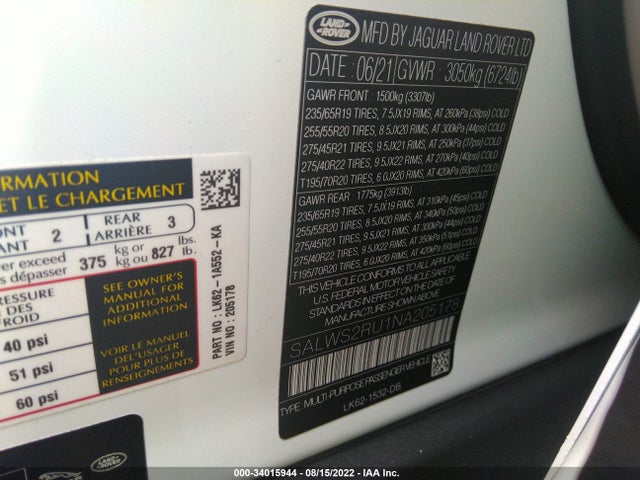 2022 Land Rover Range Rover Sport, VIN: SALWS2RU1NA205178