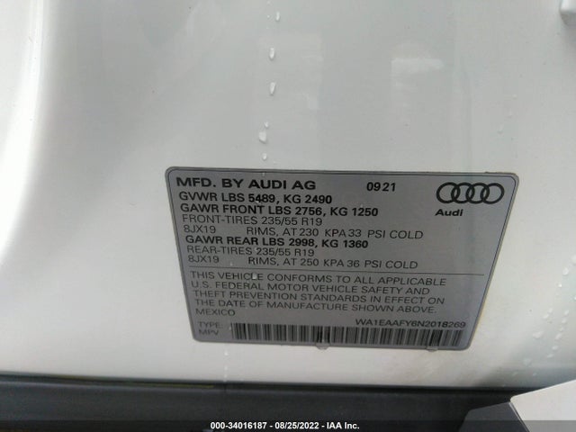WA1EAAFY6N2018269 Audi Q5 S Line Premium Plus