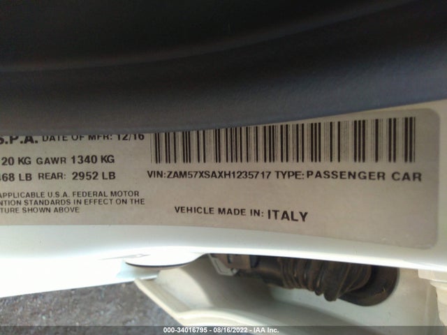2017 Maserati Ghibli, VIN: ZAM57XSAXH1235717