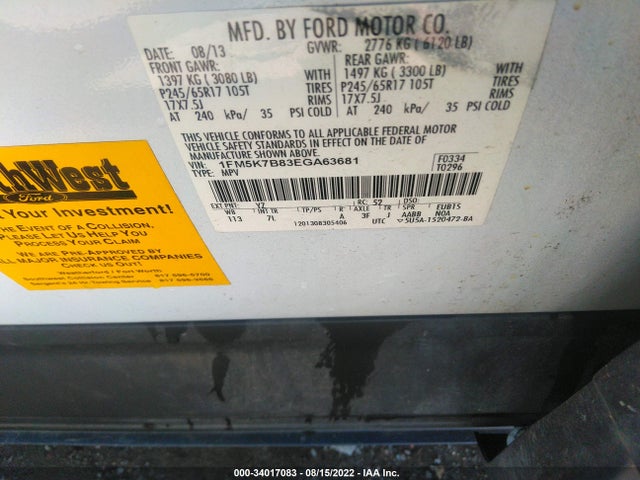 Ford Explorer 2014 1FM5K7B83EGA63681 Image 9