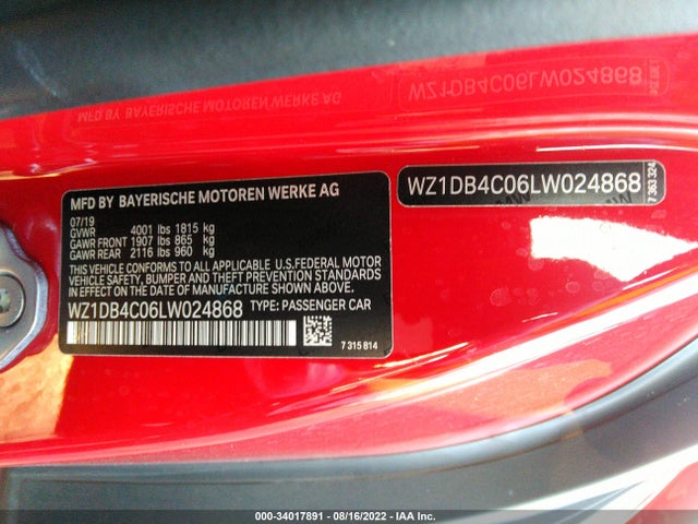 2020 Toyota Supra, VIN: WZ1DB4C06LW024868