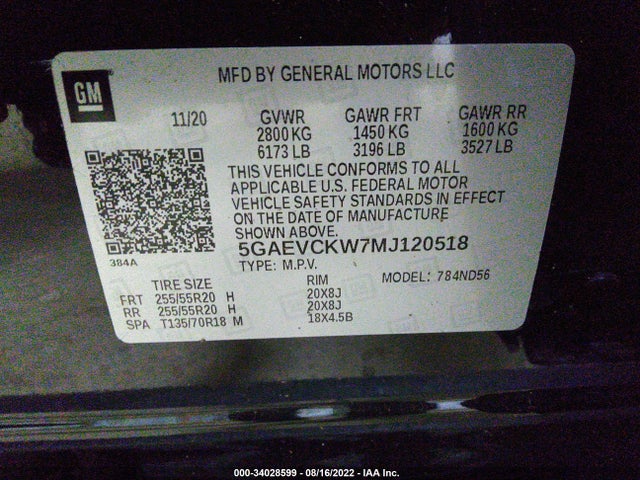 2021 Buick Enclave, VIN: 5GAEVCKW7MJ120518