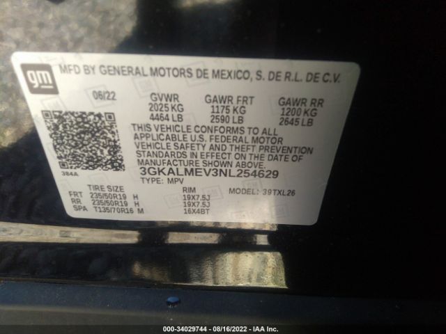 3GKALMEV3NL254629 GMC Terrain Sle