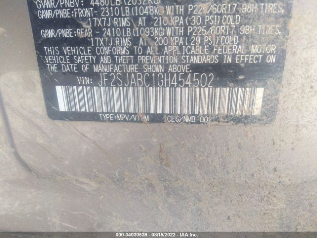 JF2SJABC1GH454502 Subaru Forester 2.5i