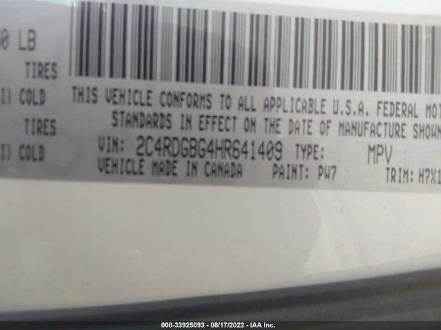 Dodge Grand Caravan Se 2017 2C4RDGBG4HR641409 Image 9