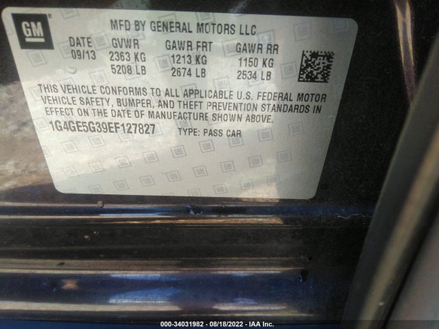 Buick Lacrosse Premium I 2014 1G4GE5G39EF127827 Image 9